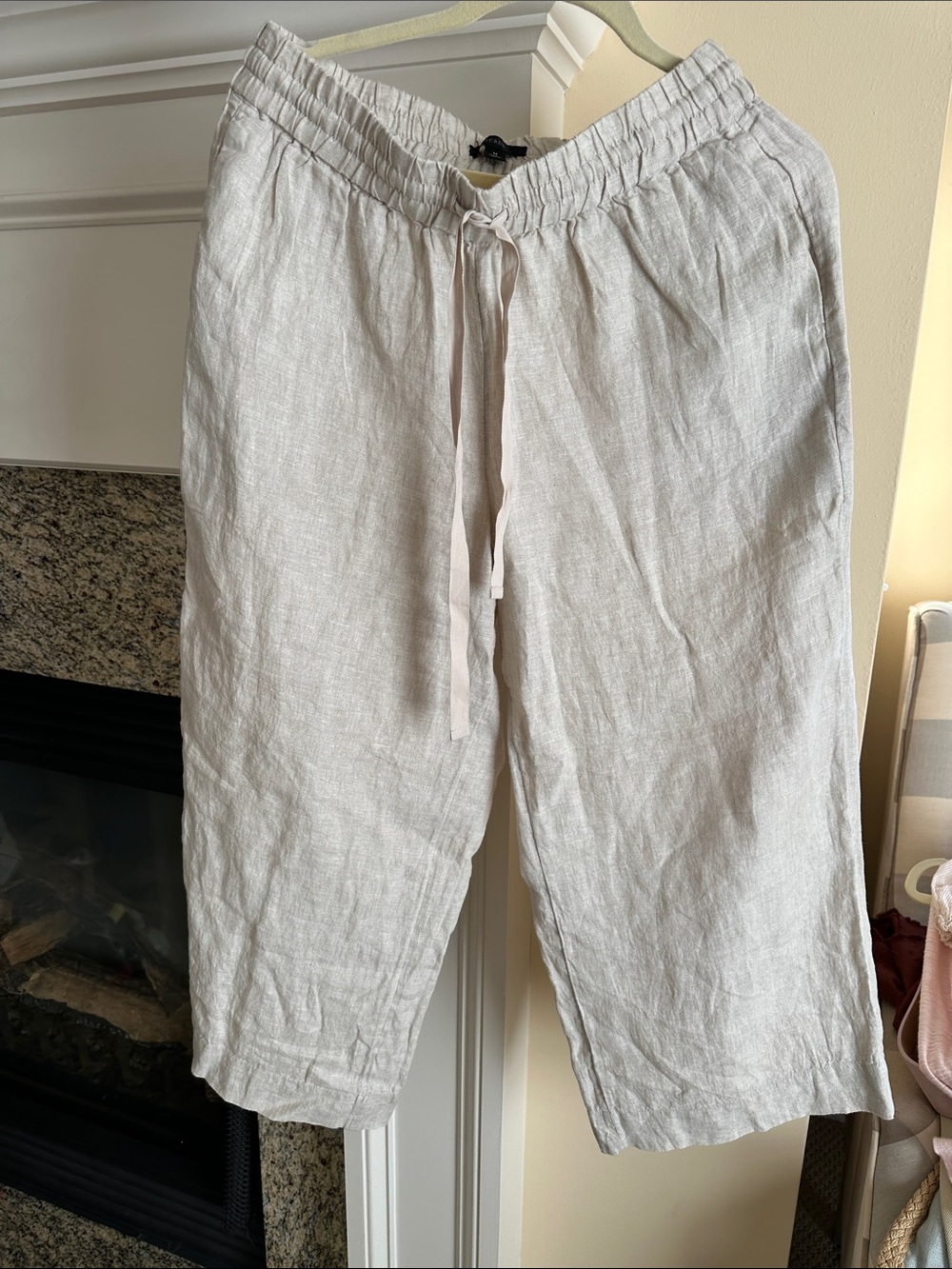 J. Crew  Linen Drawstring cropped wide leg pants